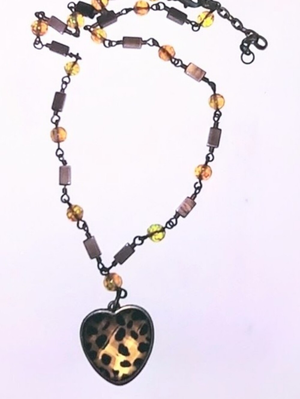 Leopard Print Heart Necklace